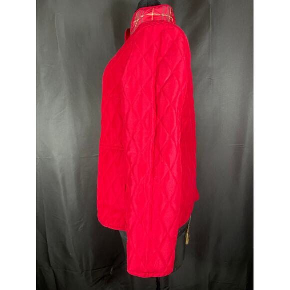 Plaid/Red Reversable Quilted Puffer Jacket, Snaps Closed - Picture 6 of 10